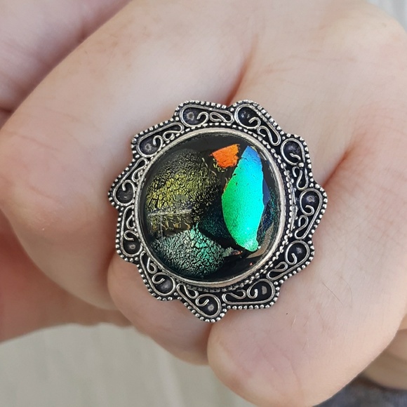 New Dichoric Glass 925 Silver Ring. - Picture 2 of 8